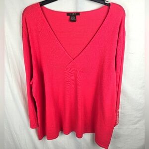 Link Woman's Peach Long Sleeve Vneck W/button Detail Sz 22-24